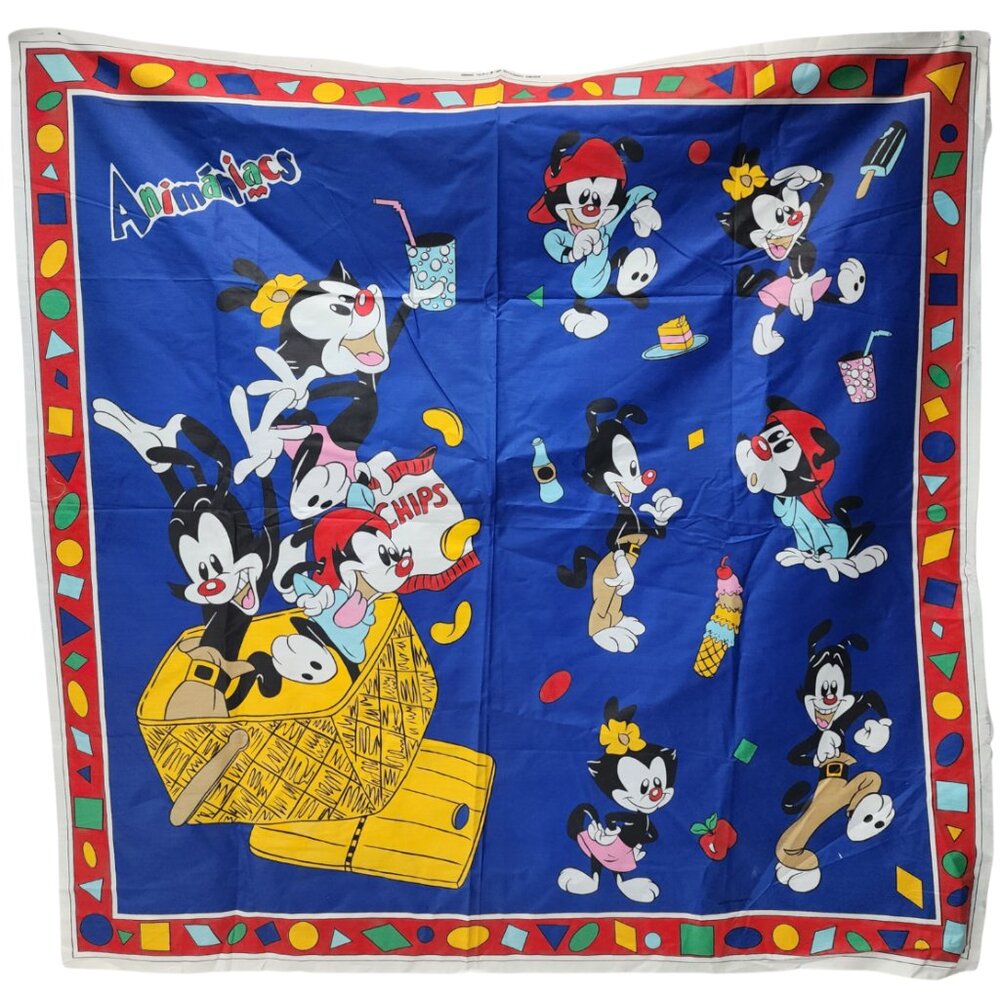Vtg 1995 Animaniacs Warner Bros Cotton Panel Fabric for Baby Quilt Blanket Top